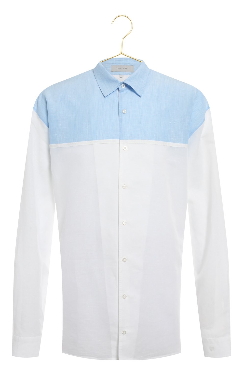 Рубашка из хлопка и льна | Cortigiani | Голубой - 1