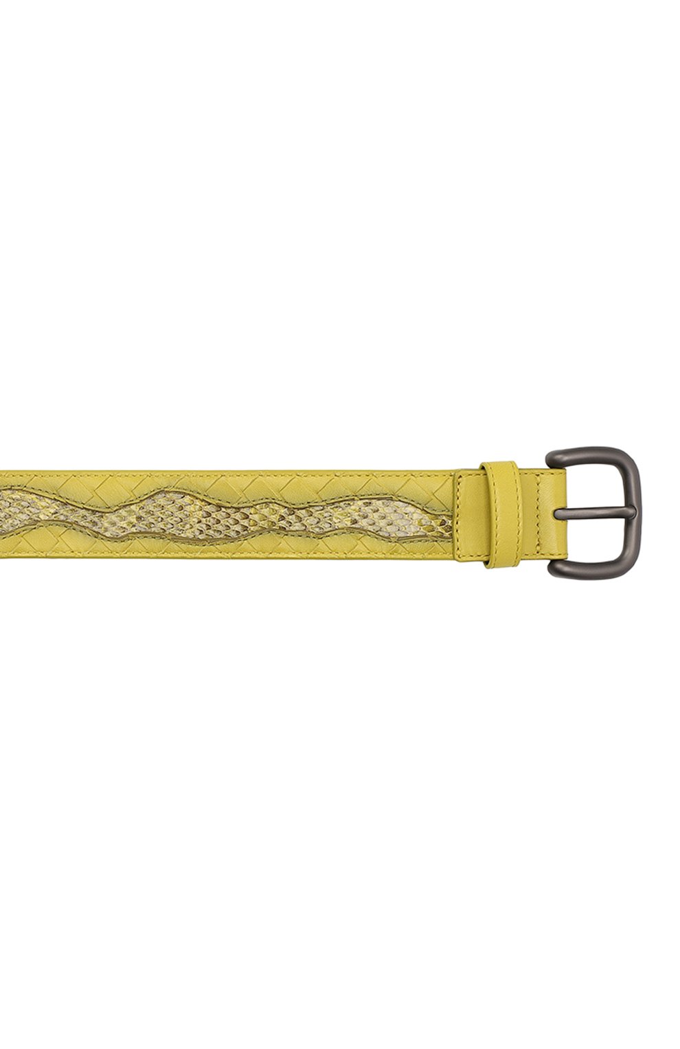 Ремень с отделкой из кожи змеи | Bottega Veneta | Жёлтый - 3