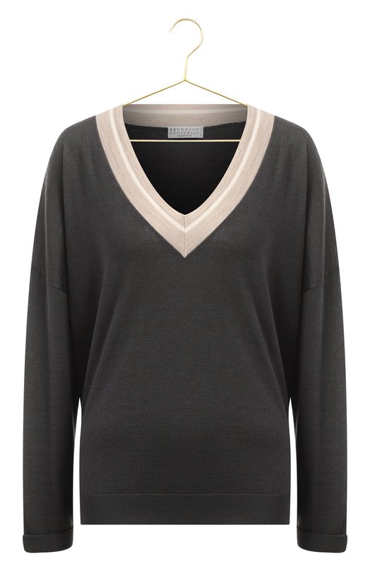 Пуловер из кашемира и шелка | Brunello Cucinelli | Серый - 1