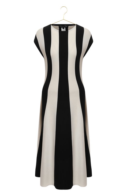Платье из шелка и хлопка | Oscar de la Renta | Чёрно-белый - 1