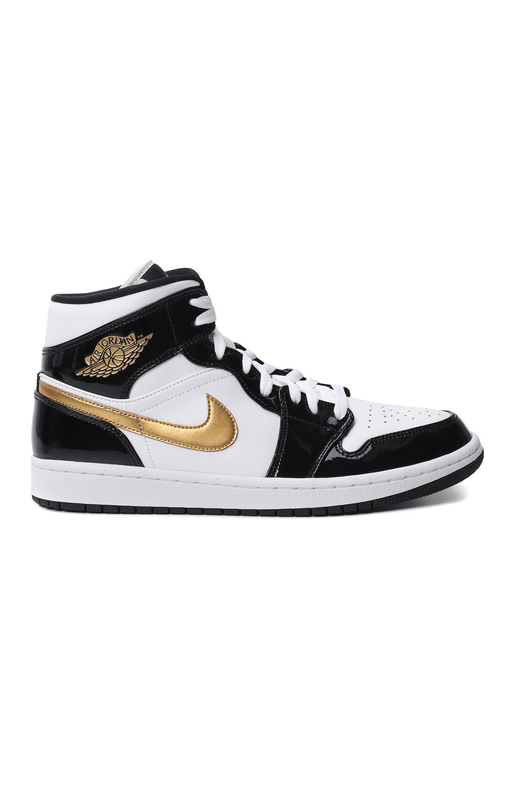 Кеды Air Jordan 1 Mid Patent Black White Gold | Nike | Чёрно-белый - 7