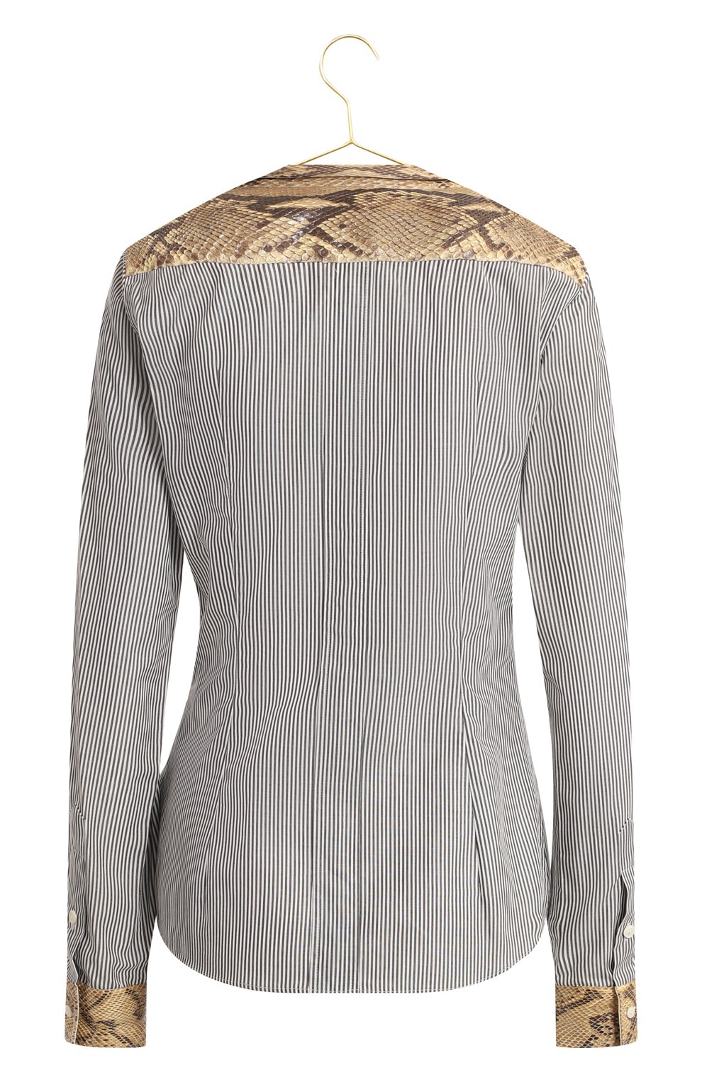 Рубашка с отделкой из кожи питона | Dolce & Gabbana | Серый - 2