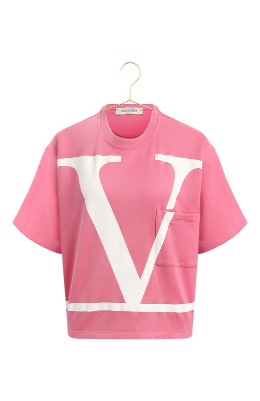 Хлопковая футболка | Valentino | Розовый - 1